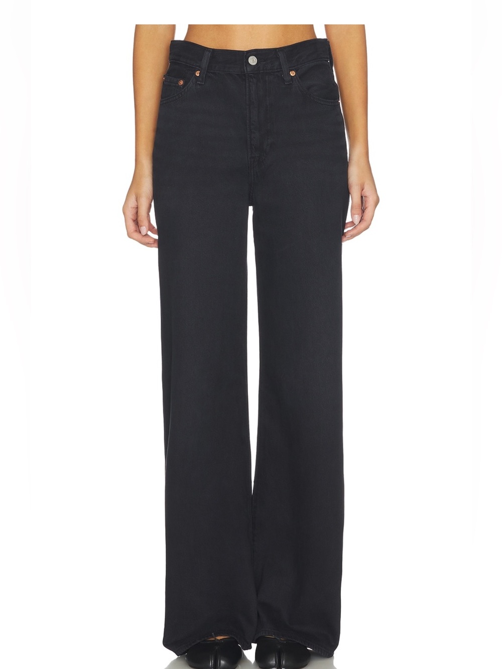 Levi’s high rise rib cage wide leg black jean